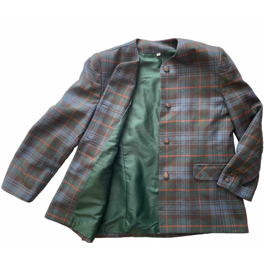 Edinburgh Vintage Plaid Blazer Women’s Sz 16 Tartan Made In Britain Academia